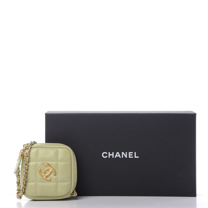 Chanel Lambskin Quilted Diamond Coin Purse With Chain Green 10 of 10