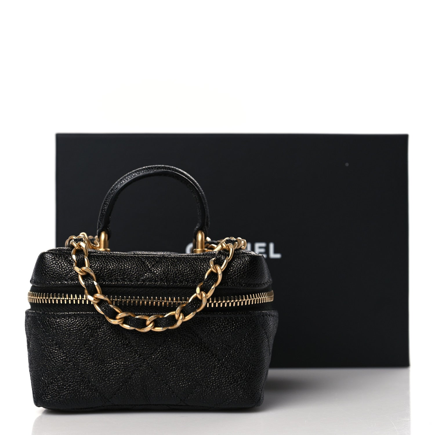 Chanel Caviar Quilted Mini Top Handle Vanity With Chain Black 10 of 10