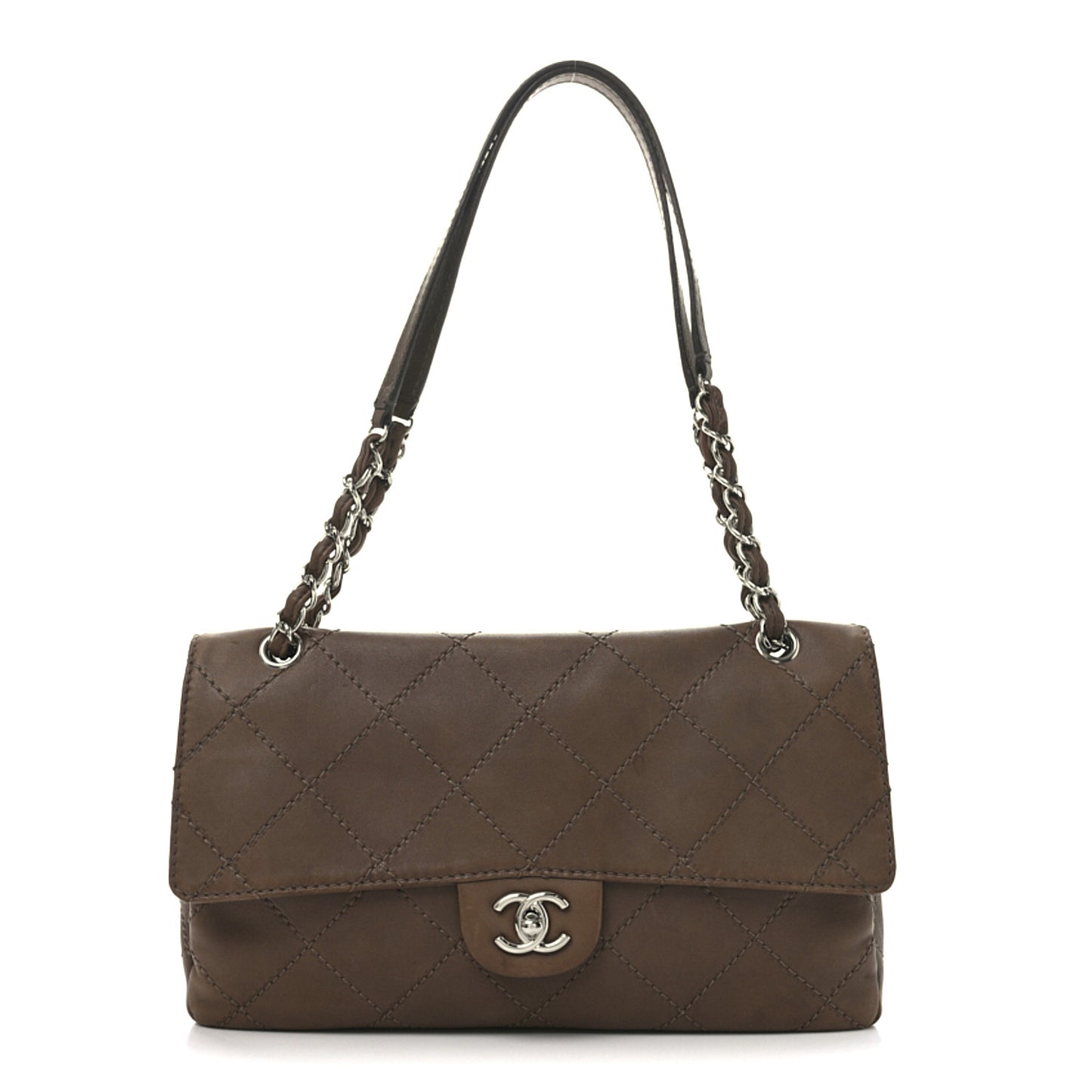 Lambskin Stitched Orient Express Flap Brown