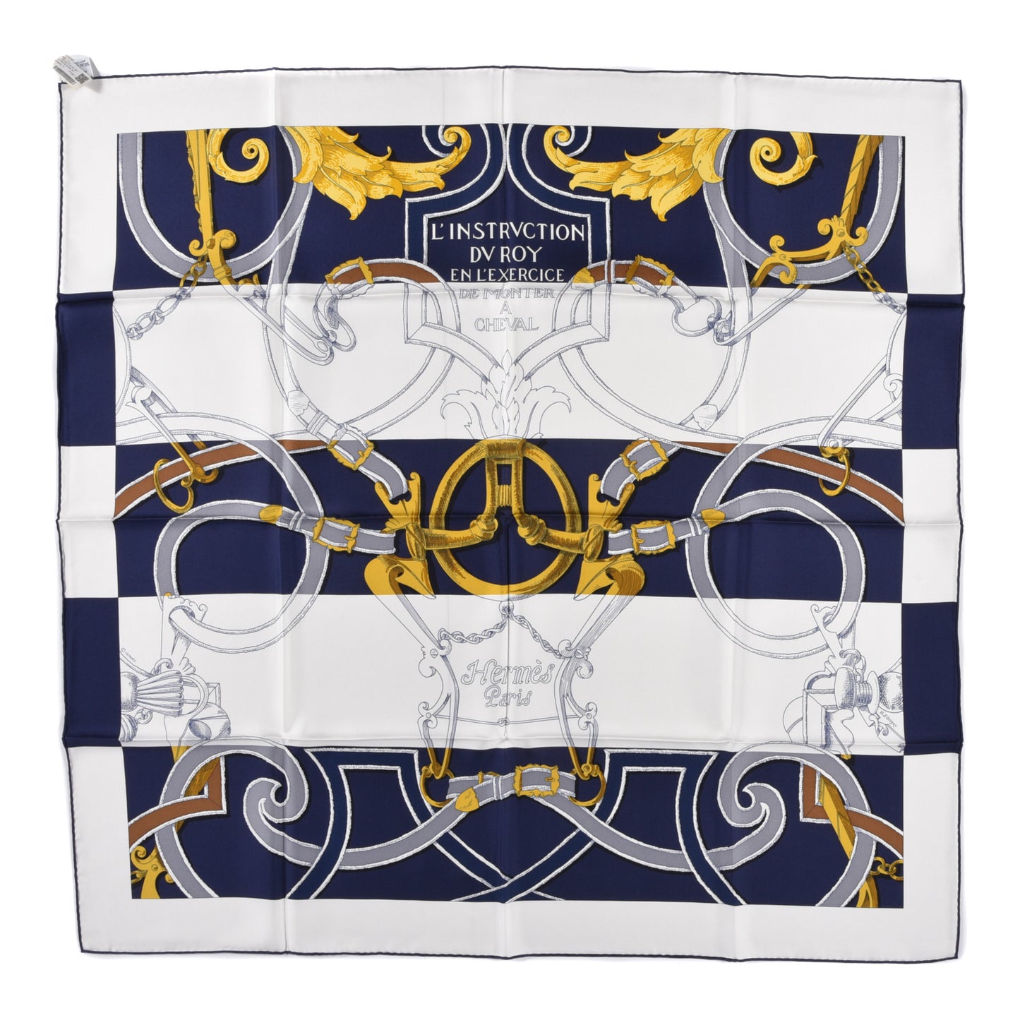 Silk L Instruction Du Roy Scarf 90 Marine White Or