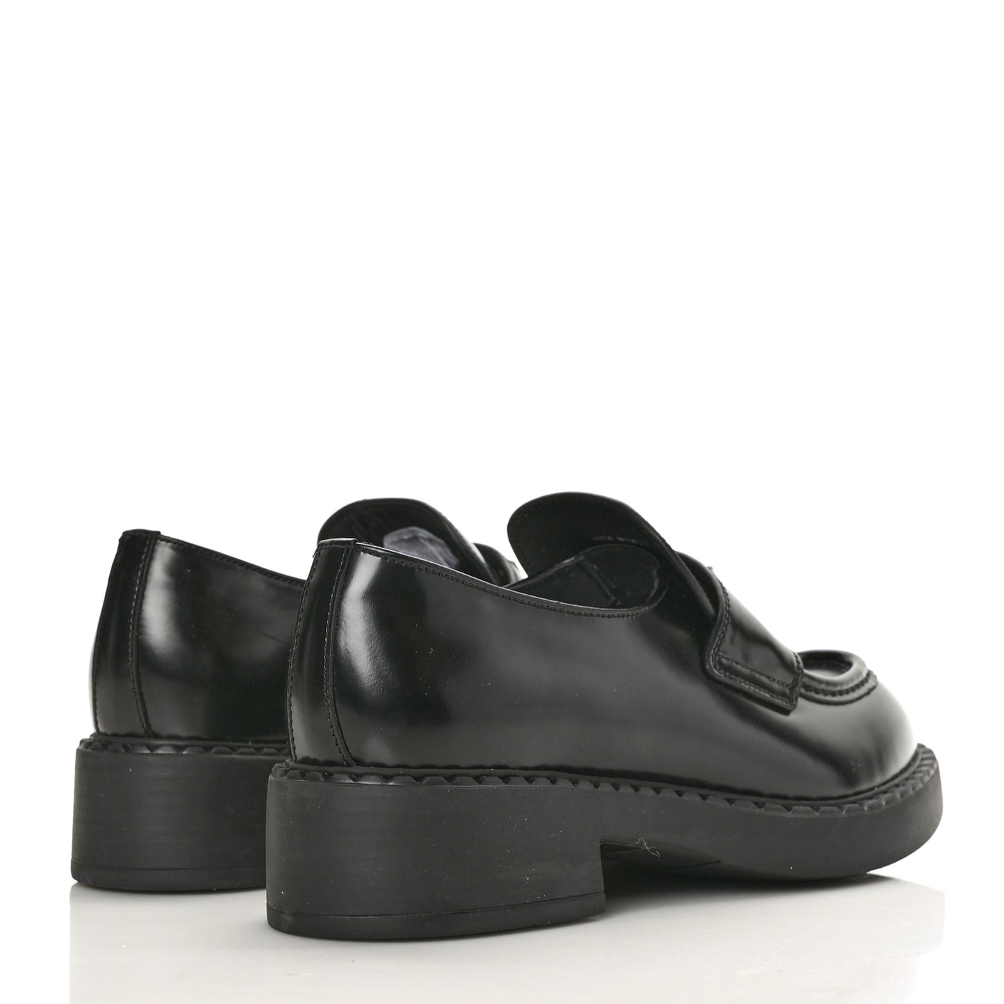 Spazzolato Metal Triangle Logo 50mm Loafers 40.5 Black