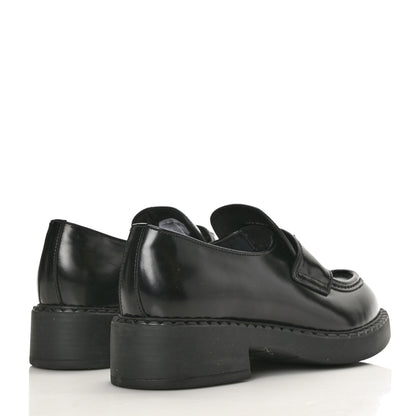 Prada Spazzolato Metal Triangle Logo 50mm Loafers 40.5 Black 4 of 9