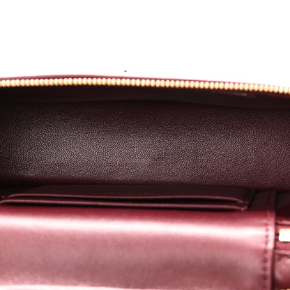 Chanel Calfskin Crocodile Embossed Crococo Top Handle Slim Vanity Case With Chain Dark Burgundy 5 of 11