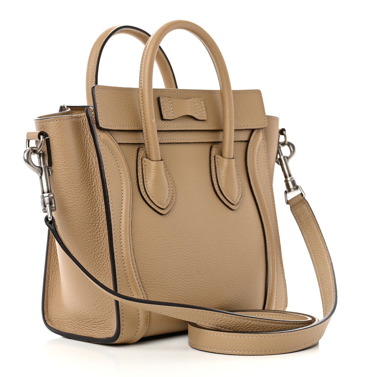 Celine Drummed Calfskin Nano Luggage Dune 3 of 12