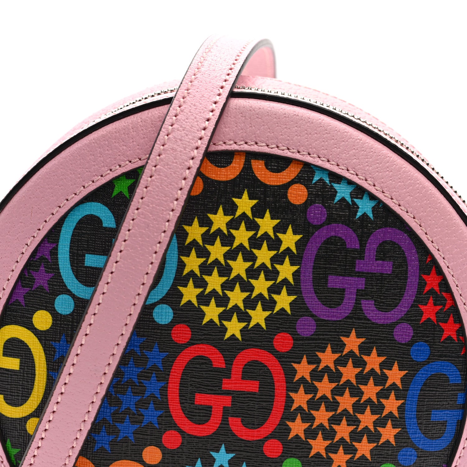 Gucci GG Supreme Monogram Psychedelic Round Shoulder Bag Black Multicolor Sugar Pink 8 of 10