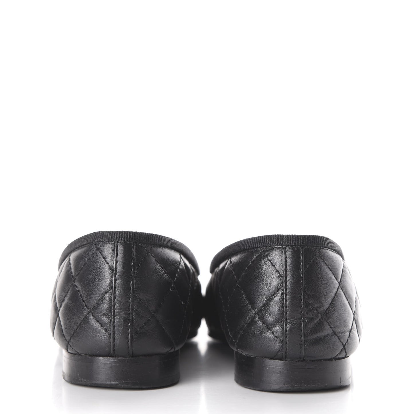 Aged Calfskin Quilted CC Cap Toe Ballerina Flats 39 Black