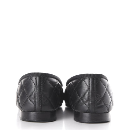 Chanel Aged Calfskin Quilted CC Cap Toe Ballerina Flats 39 Black 7 of 11