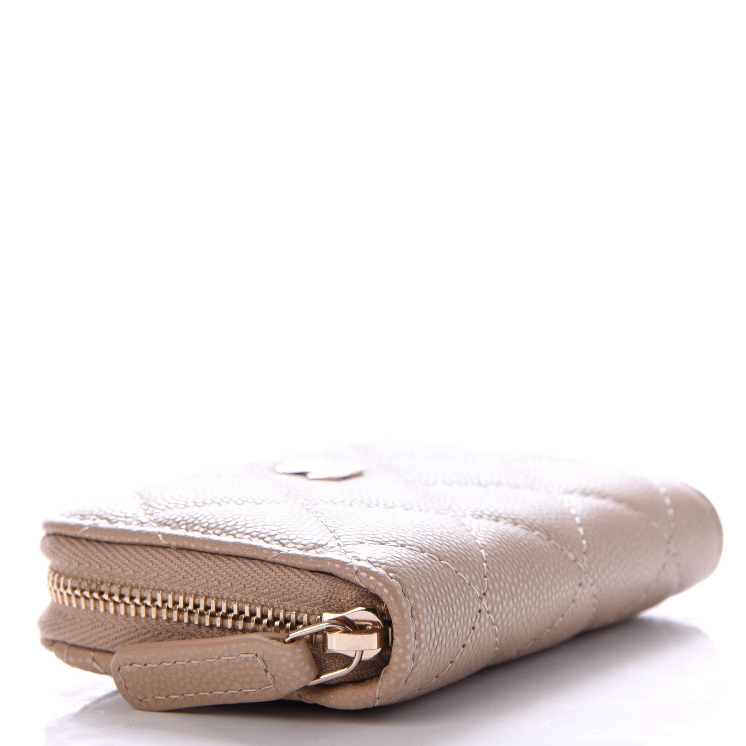 Chanel Iridescent Caviar Quilted Zip Around Coin Purse Beige 4 of 8