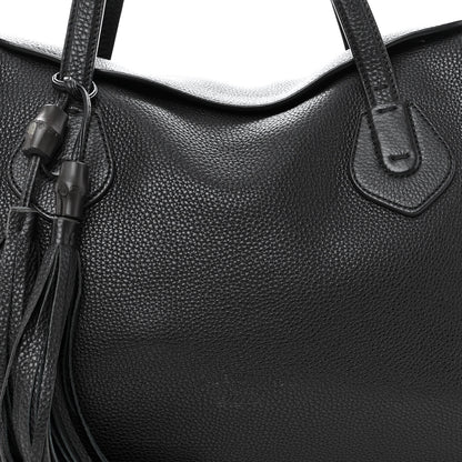 Gucci Pebbled Calfskin Lady Tassel Top Handle Bag Black 8 of 10