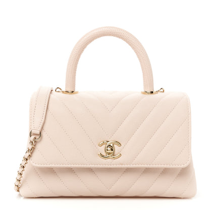 Chanel Caviar Lizard Embossed Chevron Quilted Mini Coco Handle Flap Light Pink 1 of 12