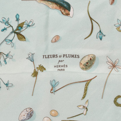 Hermes Silk Fleurs et Plumes Pocket Square Scarf 2 of 5