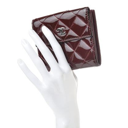 Chanel Patent Quilted Compact French Flap Wallet Dark Red 2 of 11