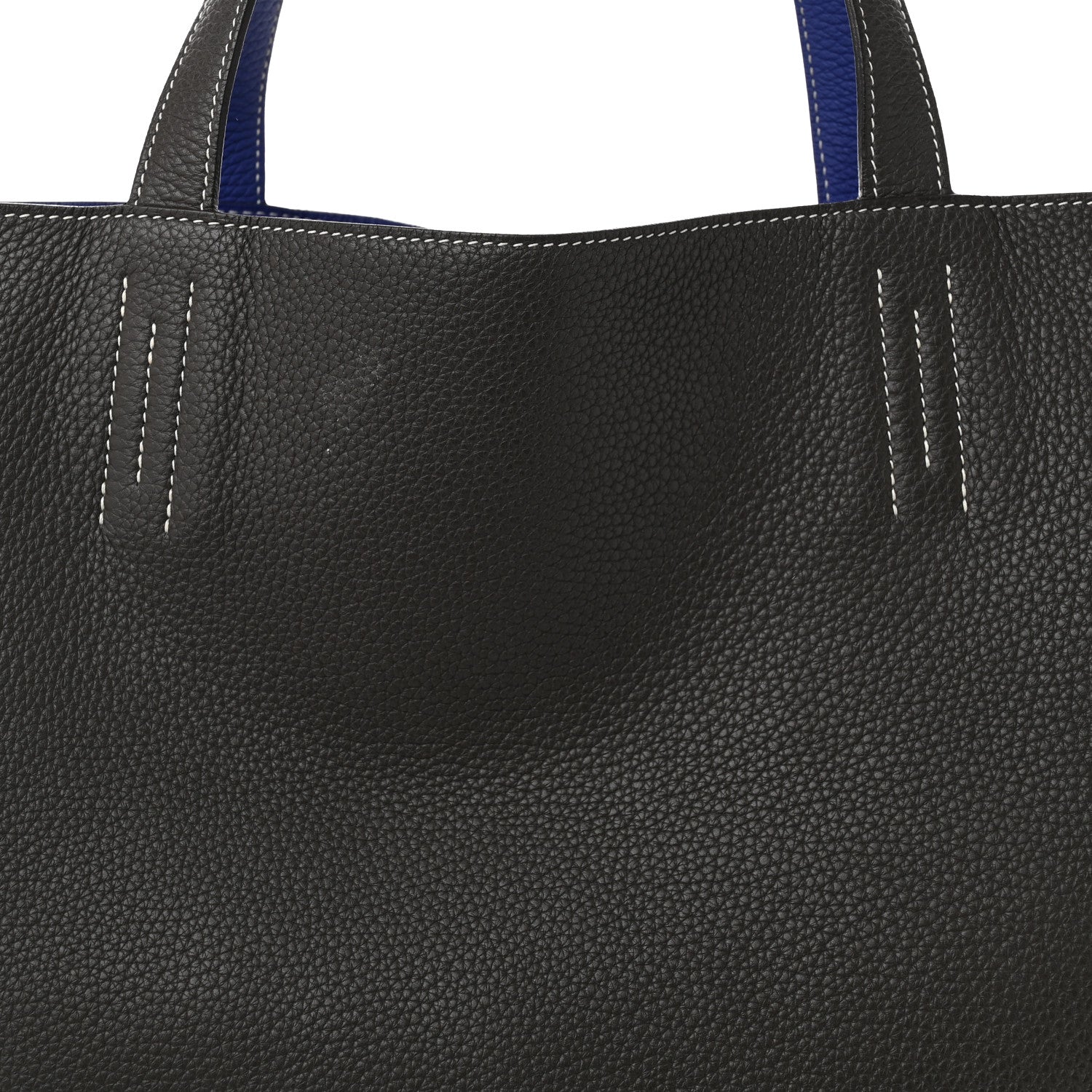 Hermes Taurillon Clemence Double Sens 45 Reversible Tote Graphite Bleu Electrique 13 of 19