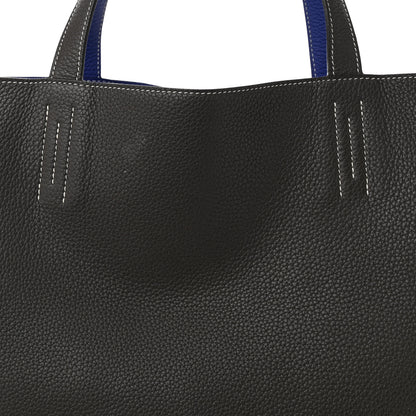 Hermes Taurillon Clemence Double Sens 45 Reversible Tote Graphite Bleu Electrique 13 of 19