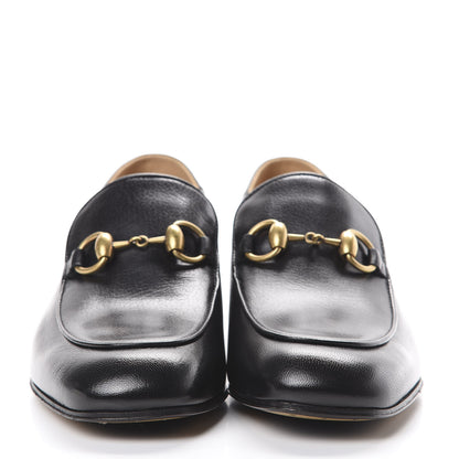 Gucci Goatskin Womens Horsebit Mid-Heel Loafers 37.5 Black 2 of 8