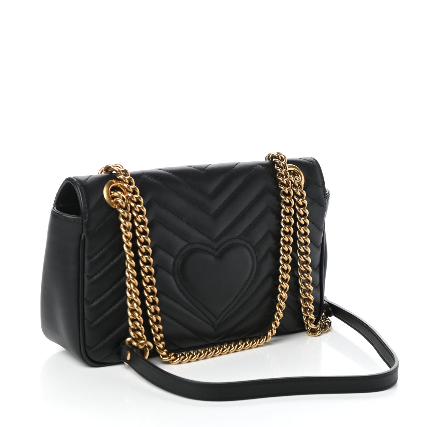 Calfskin Matelasse Small GG Marmont Shoulder Bag Black