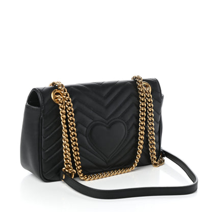 Gucci Calfskin Matelasse Small GG Marmont Shoulder Bag Black 3 of 9