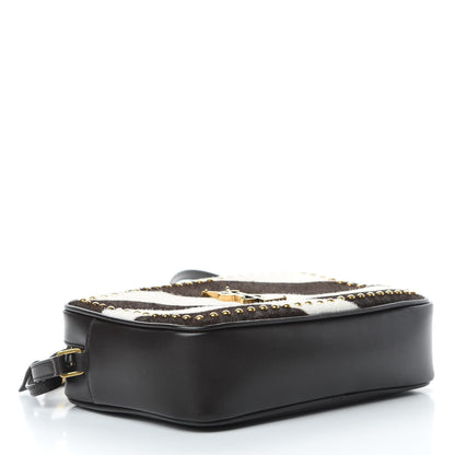 Saint Laurent Pony Hair Calfskin Studded Monogram Lou Camera Bag Dusty White Brown 4 of 11