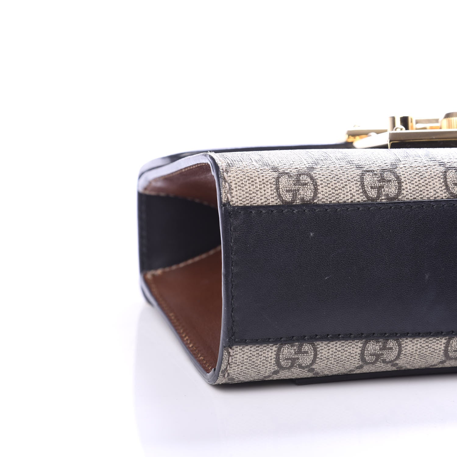Gucci GG Supreme Monogram Calfskin Small Padlock Shoulder Bag Beige Black Cuir 7 of 9