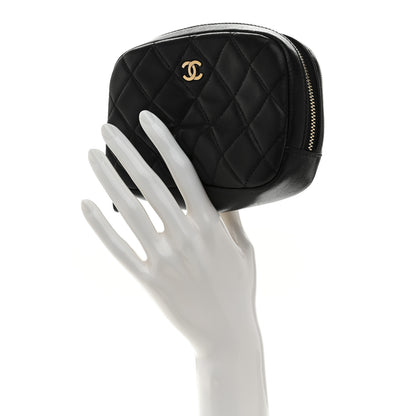 Chanel Lambskin Quilted Small Curvy Pouch Cosmetic Case Black 2 of 8