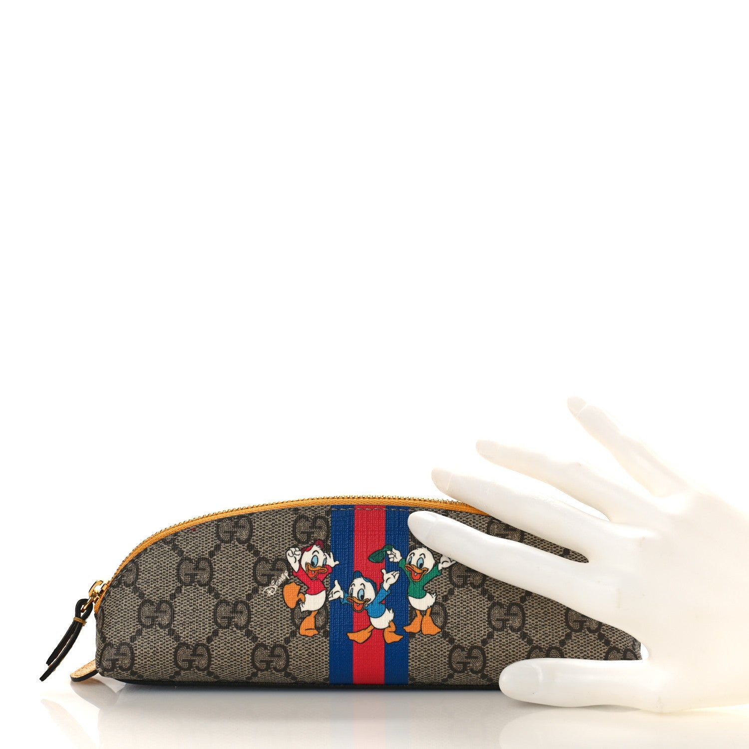 Gucci X DISNEY GG Supreme Monogram Web Daisy Donald Duck Pencil Case Blue 2 of 9