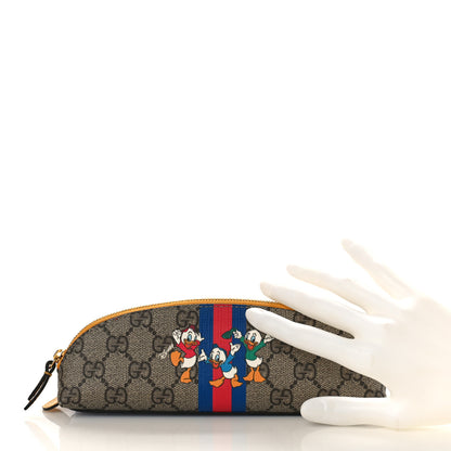 Gucci X DISNEY GG Supreme Monogram Web Daisy Donald Duck Pencil Case Blue 2 of 9