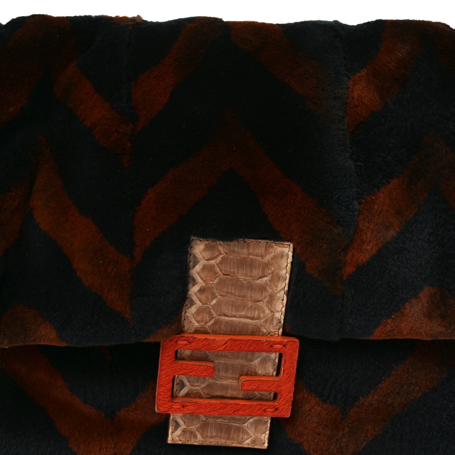 Fendi Mink Snakeskin Chevron Mama Baguette 8 of 11