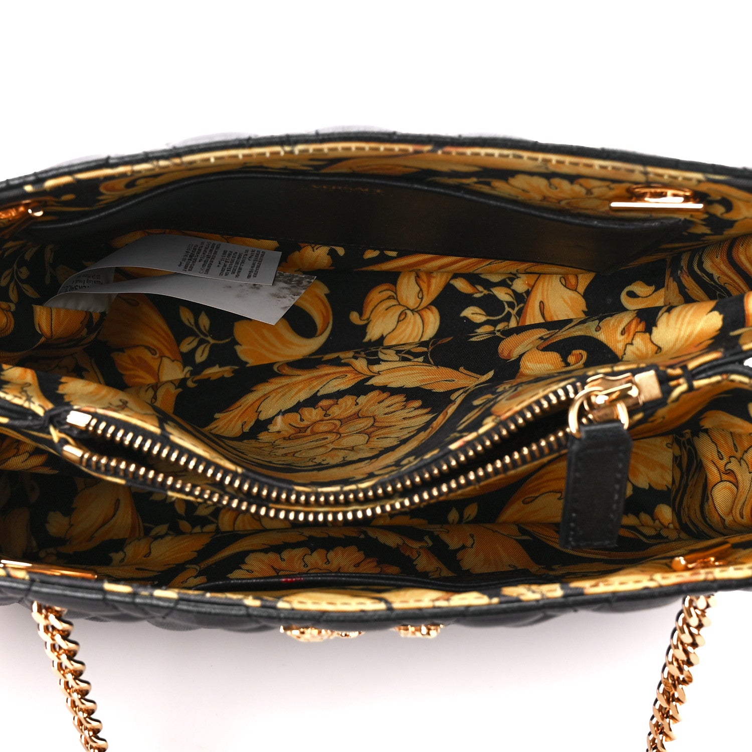 Versace Nappa Barocco Quilted Small Virtus V Chain Shoulder Bag Black 5 of 12