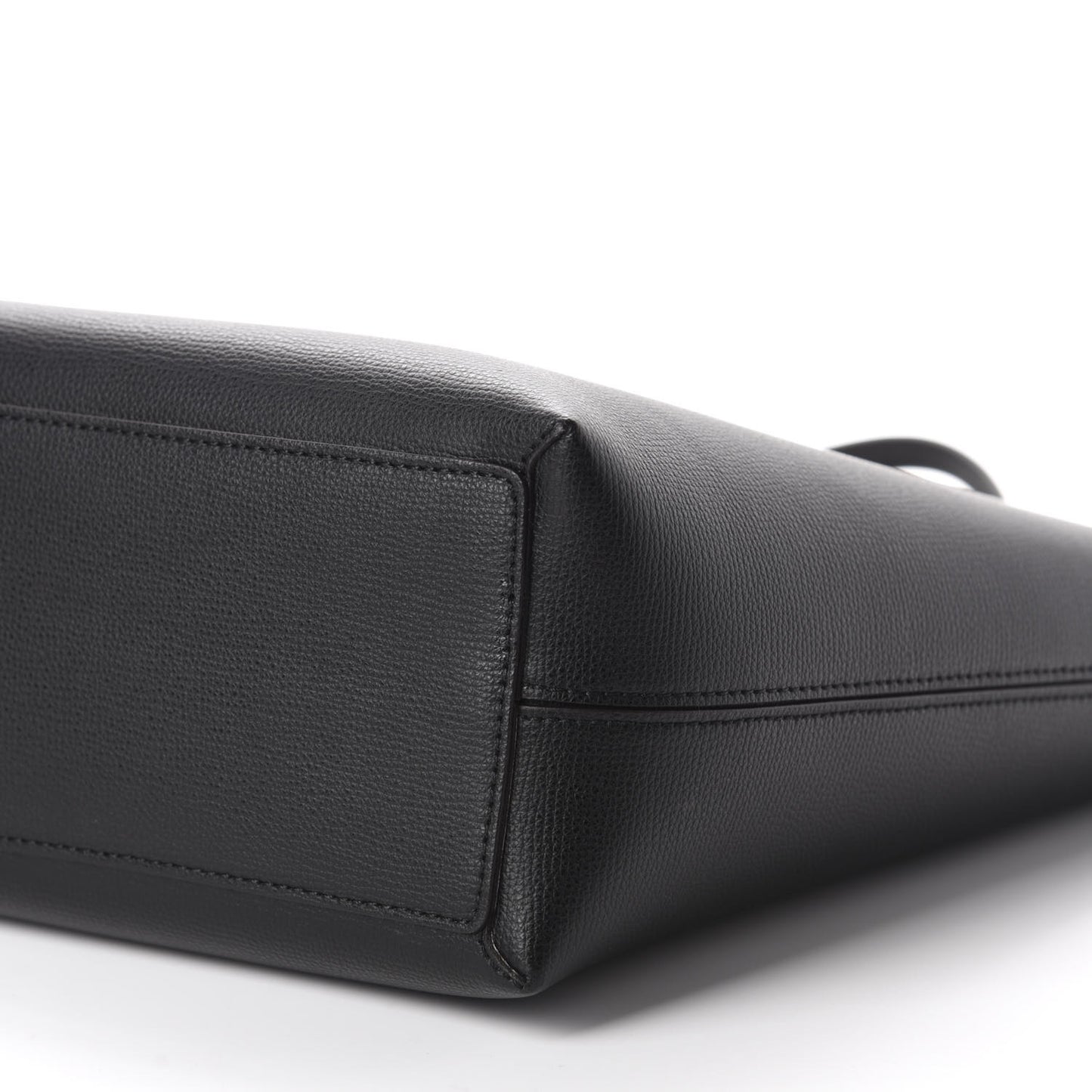 Grainy Calfskin Haymarket Check Medium Reversible Tote Black