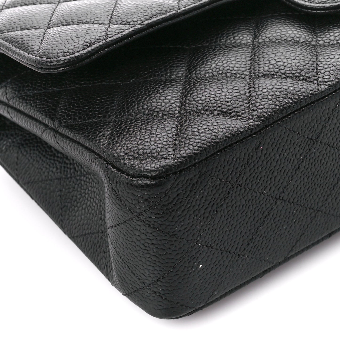Caviar Quilted Medium Double Flap Black