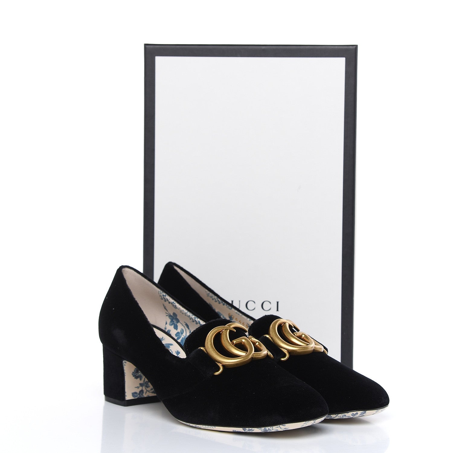 Gucci Softy Velvet GG Victoire 55mm Loafer Pumps 37.5 Black 8 of 8