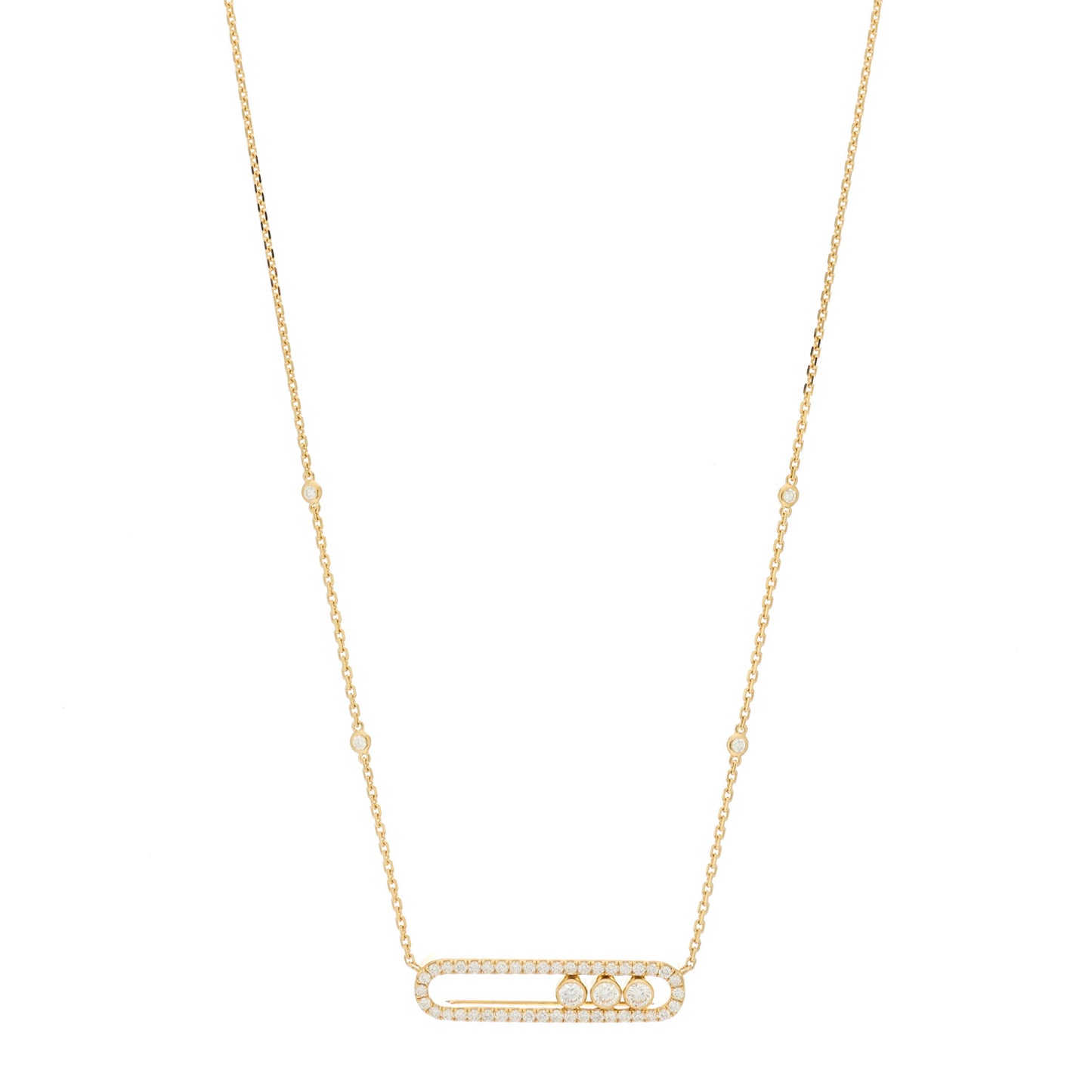 18K Yellow Gold Diamond Move Pave Necklace