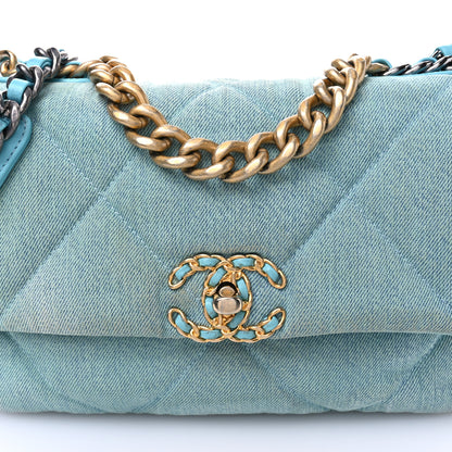 Chanel Denim Quilted Medium Chanel 19 Flap Neon Blue 8 of 11