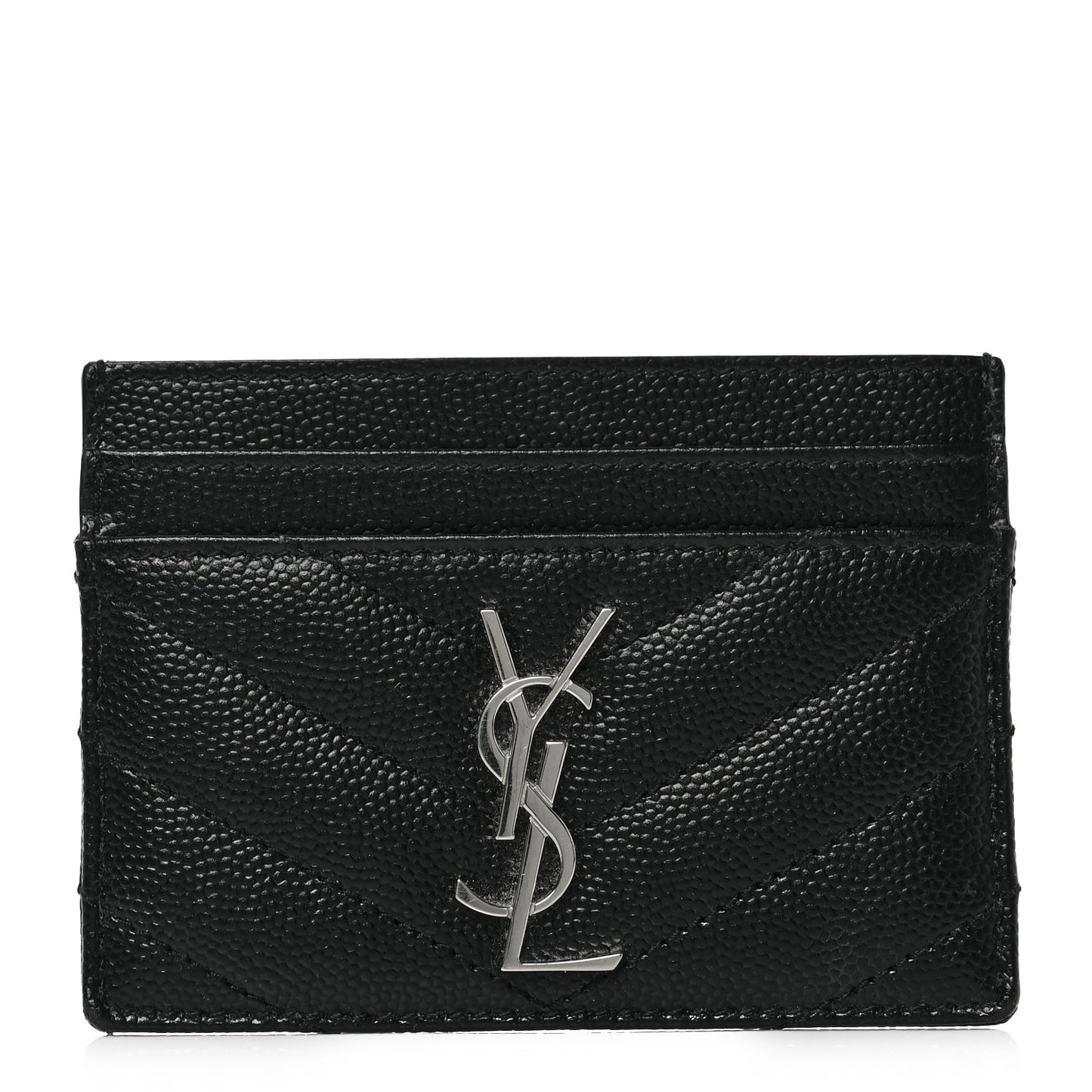 Grain De Poudre Matelasse Chevron Monogram Credit Card Case Black