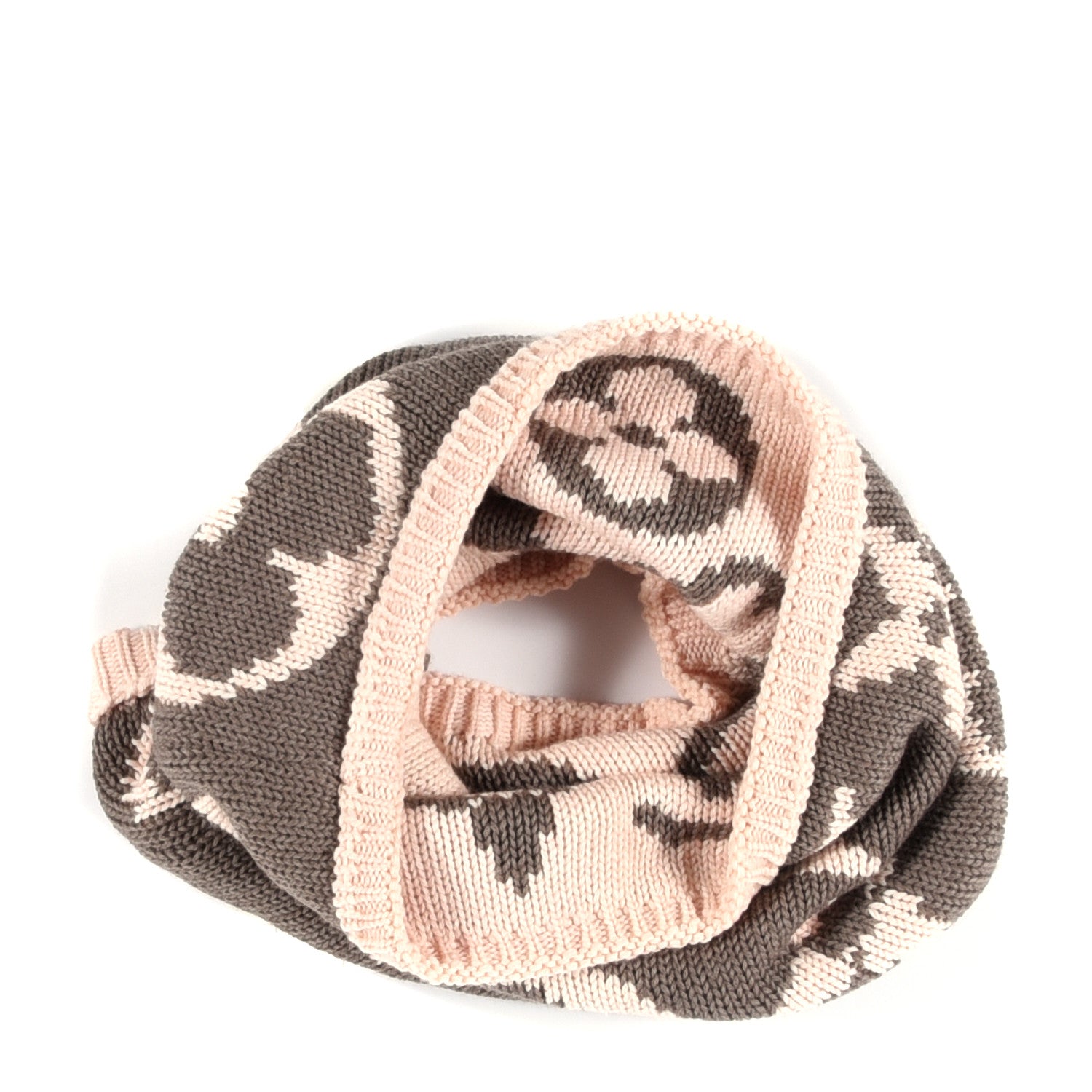 Louis Vuitton Wool Monogram Grand Froid Snood Scarf Brown Pink 1 of 4