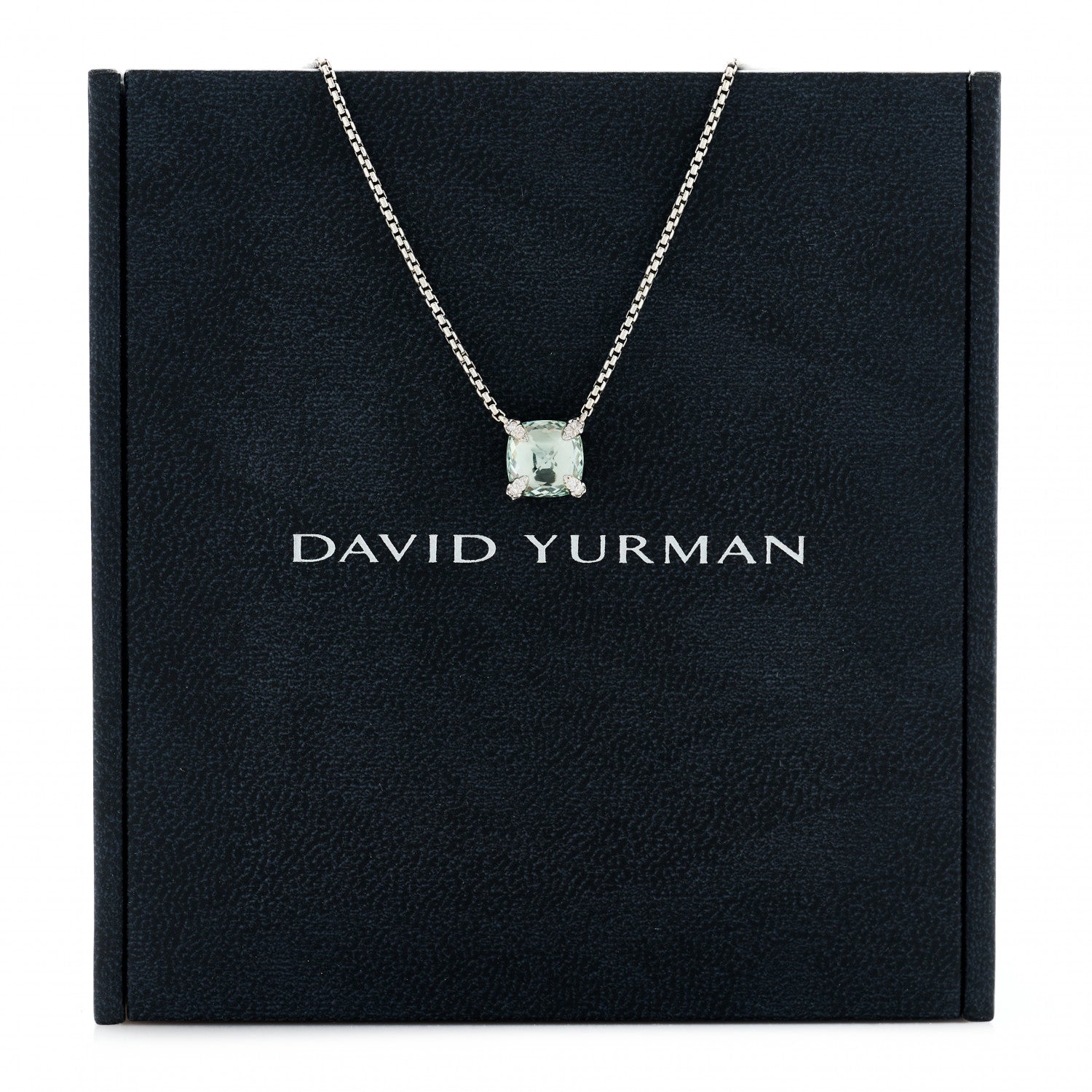 David Yurman Sterling Silver Diamond Prasiolite 9mm Petite Chatelaine Pendant Necklace 6 of 6