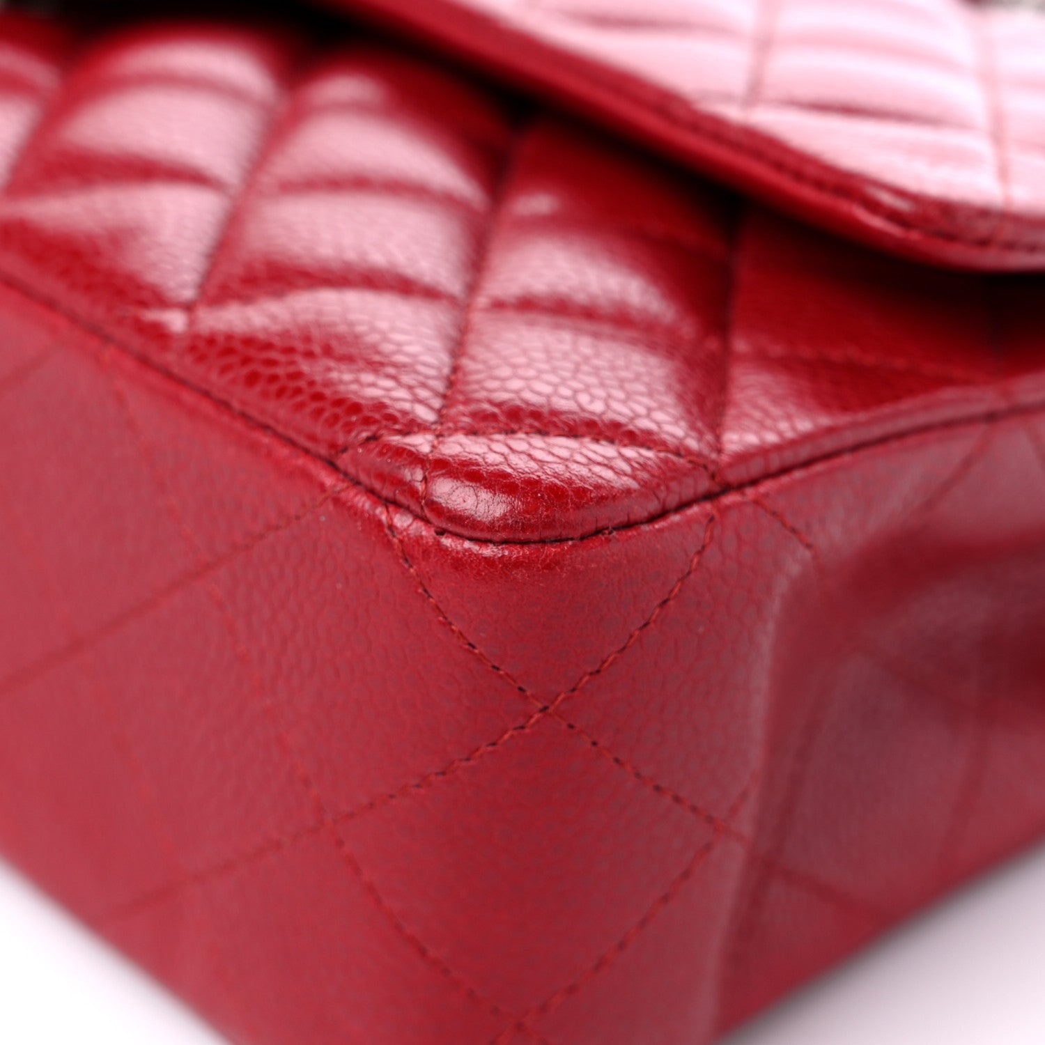 Chanel Caviar Quilted Medium Double Flap Dark Red 9 of 20