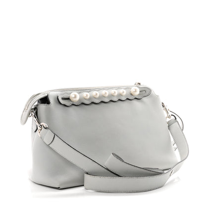 Fendi Vitello Dolce Pearl Scalloped Studded Medium By The Way Boston Bag Grigio Perla 3 of 10