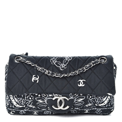 Chanel Cotton Quilted Small Bandana Single Flap Navy 1 of 10