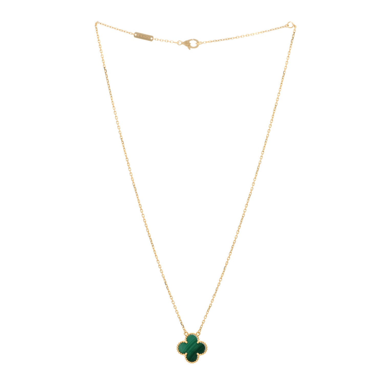 Van Cleef & Arpels 18K Yellow Gold Malachite Vintage Alhambra Pendant Necklace 2 of 4