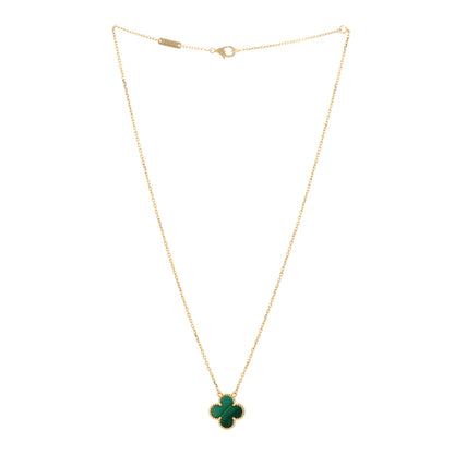 Van Cleef & Arpels 18K Yellow Gold Malachite Vintage Alhambra Pendant Necklace 2 of 4