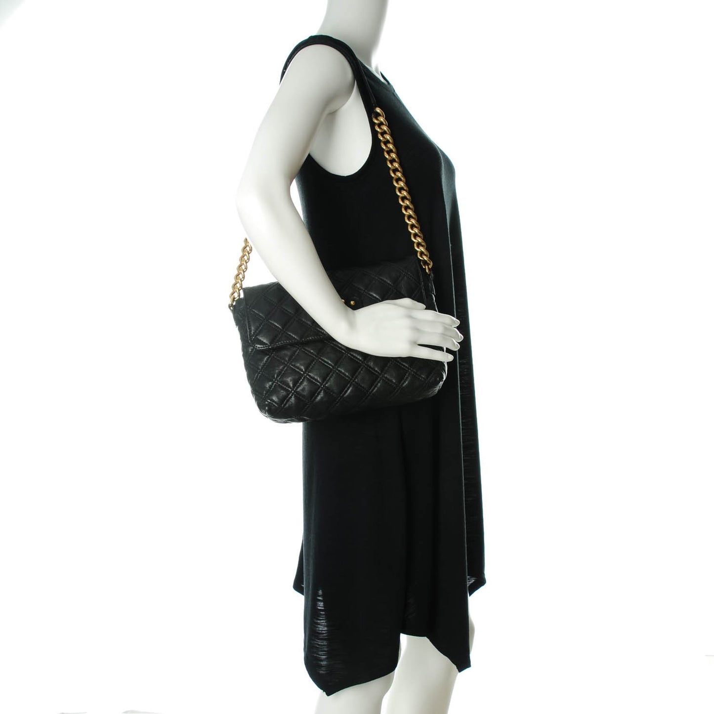 Lambskin Quilted The Large Single Flap Black