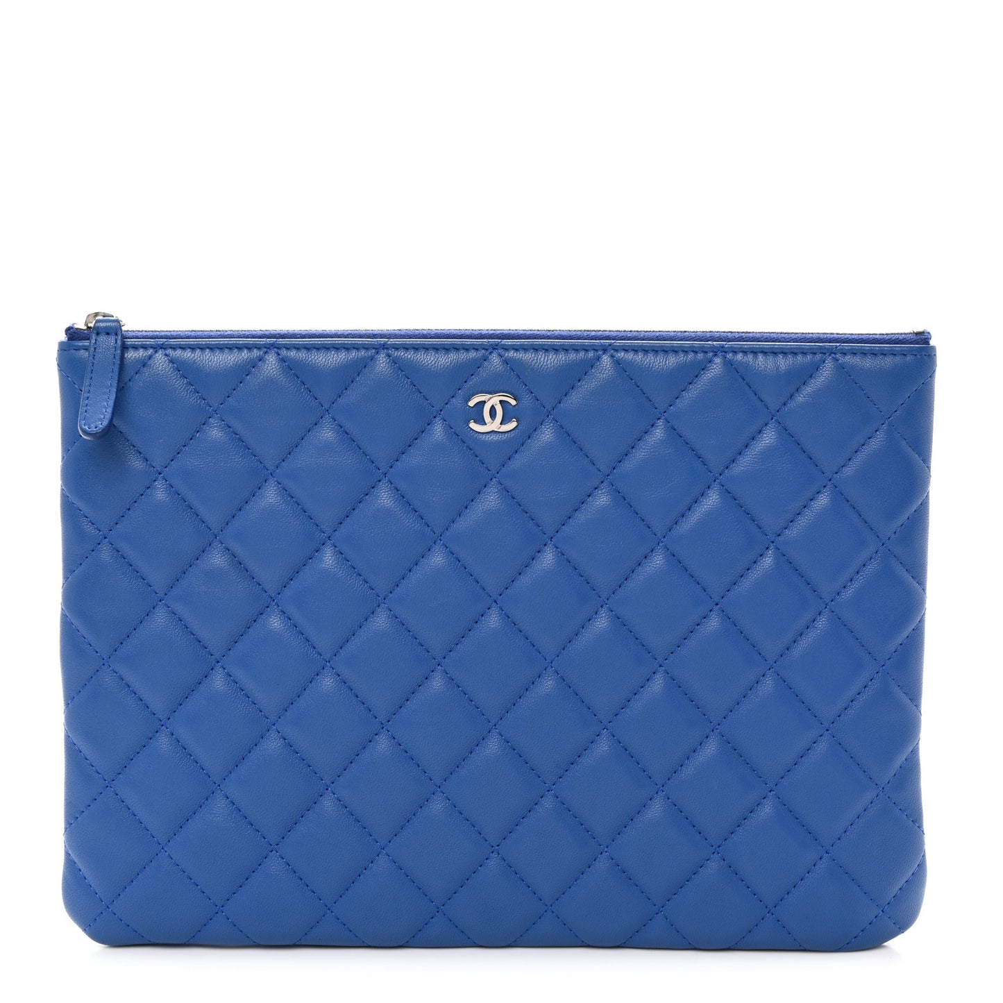 Lambskin Quilted Medium Cosmetic Case Blue