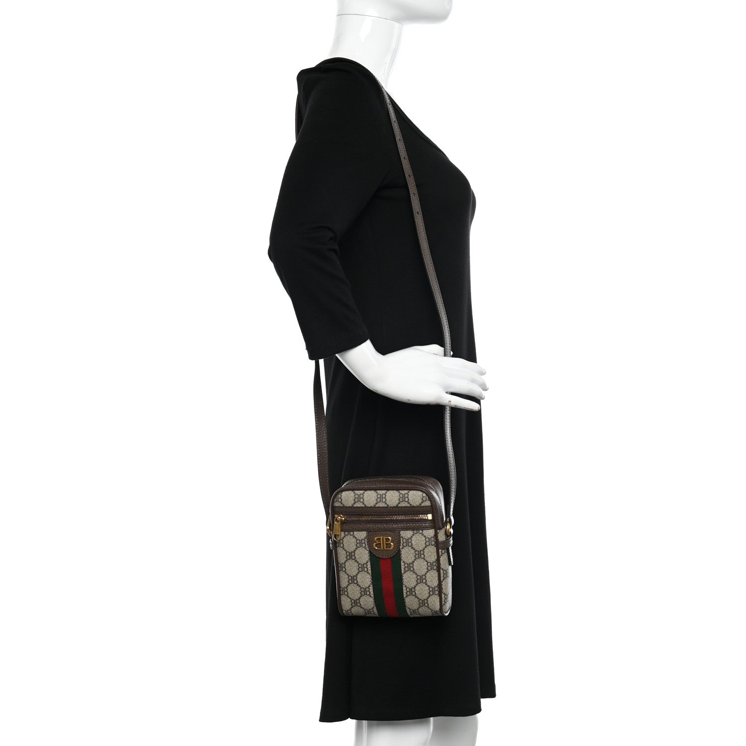 Gucci X BALENCIAGA Supreme Monogram Web Mini Ophidia Messenger Beige Ebony 3 of 10