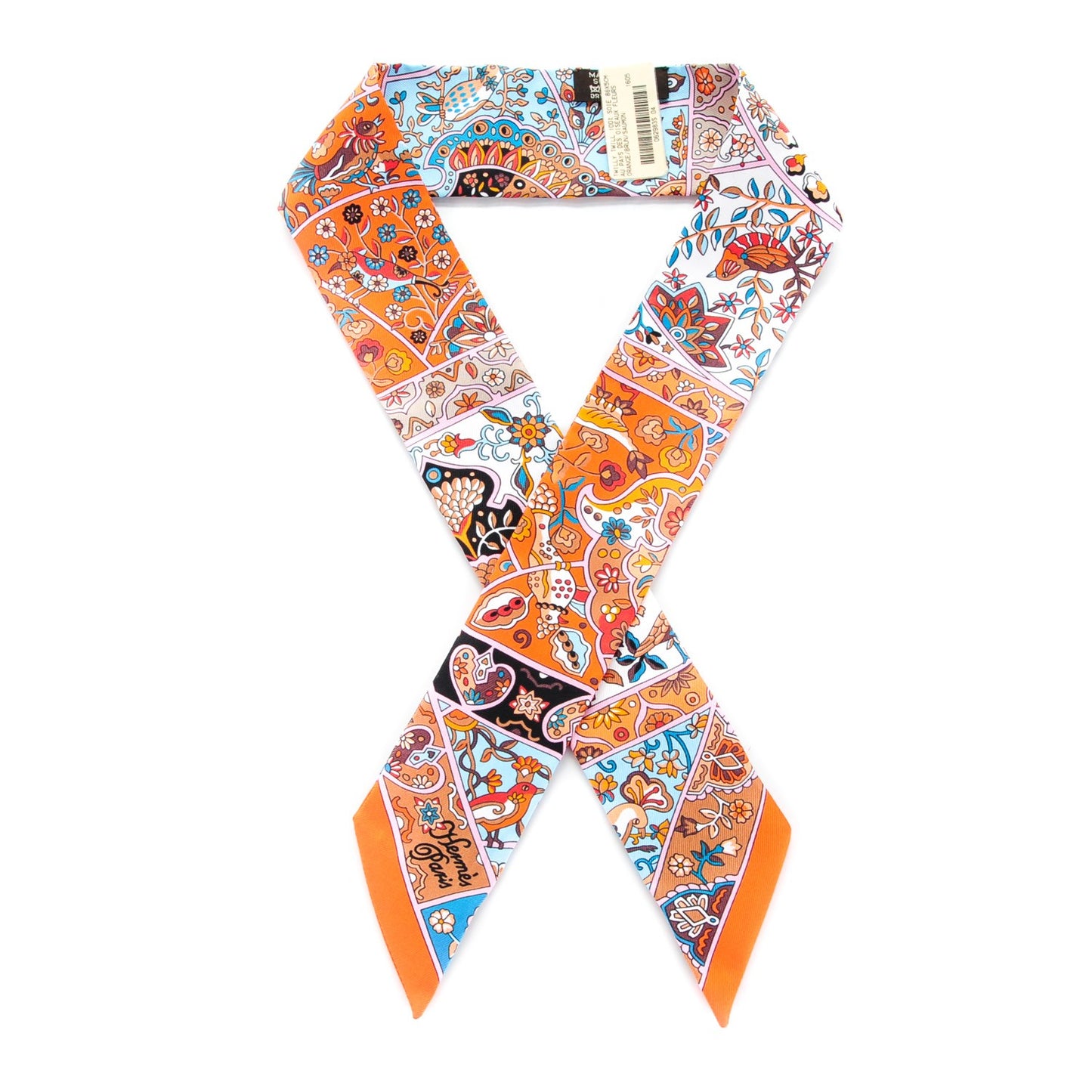 Silk Au Pays Des Oiseaux Fleurs Twilly Orange Brun Saumon