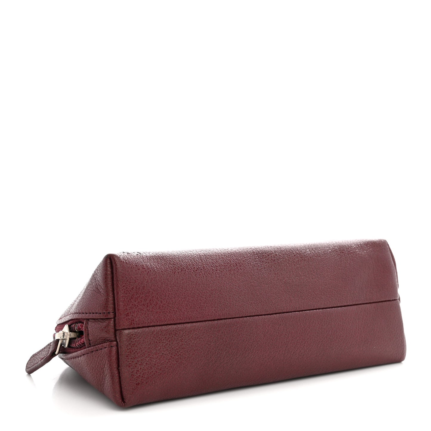 Goatskin Camellia Embossed Cosmetic Case Dark Red