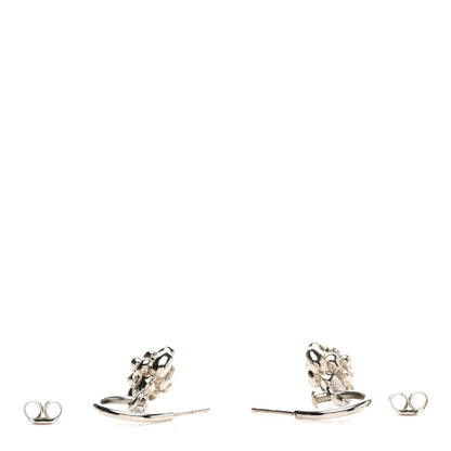 Chanel CC Camellia Drop Earrings Silver 3 of 3