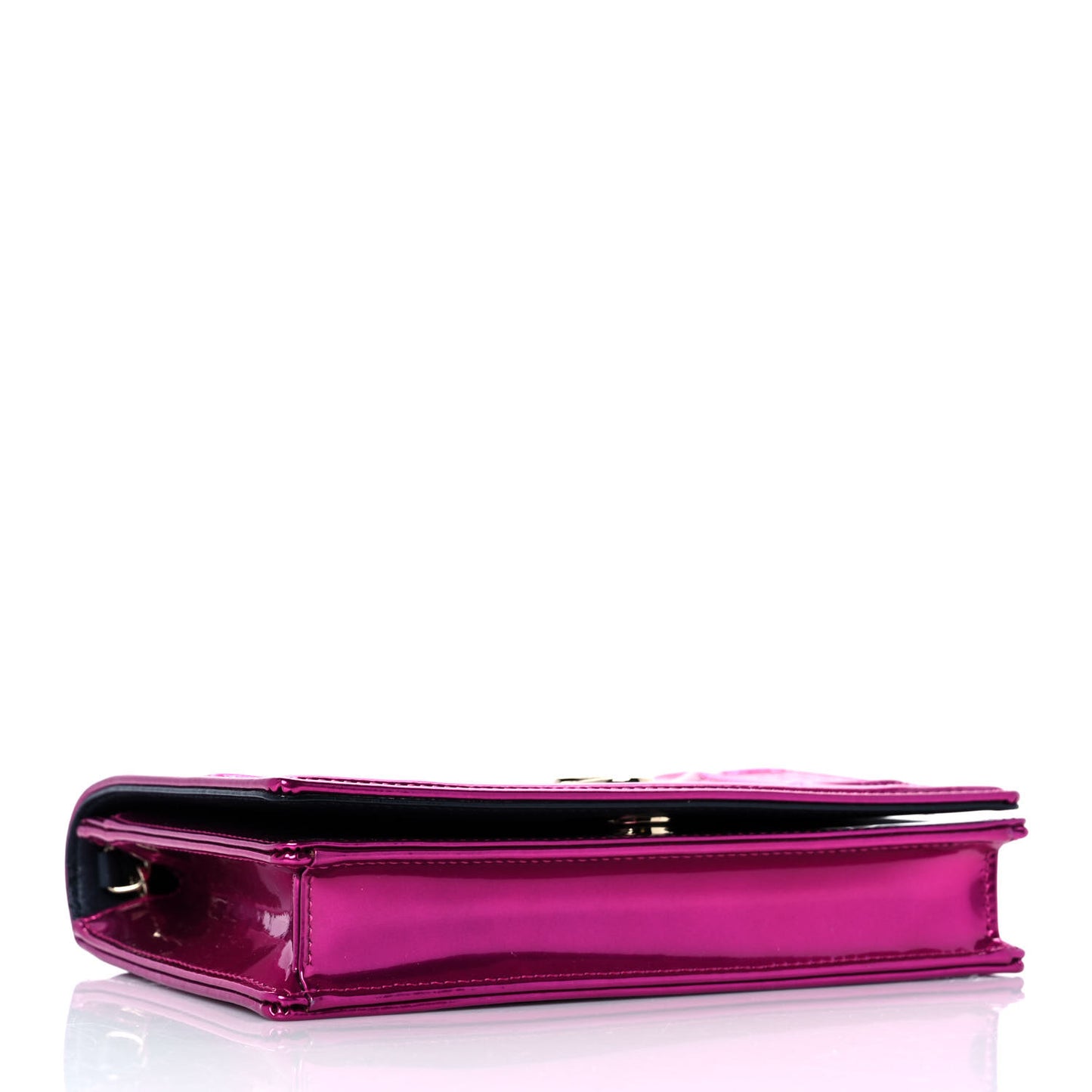Patent Micro-Cannage Diorama Wallet on Chain Pouch Fuchsia