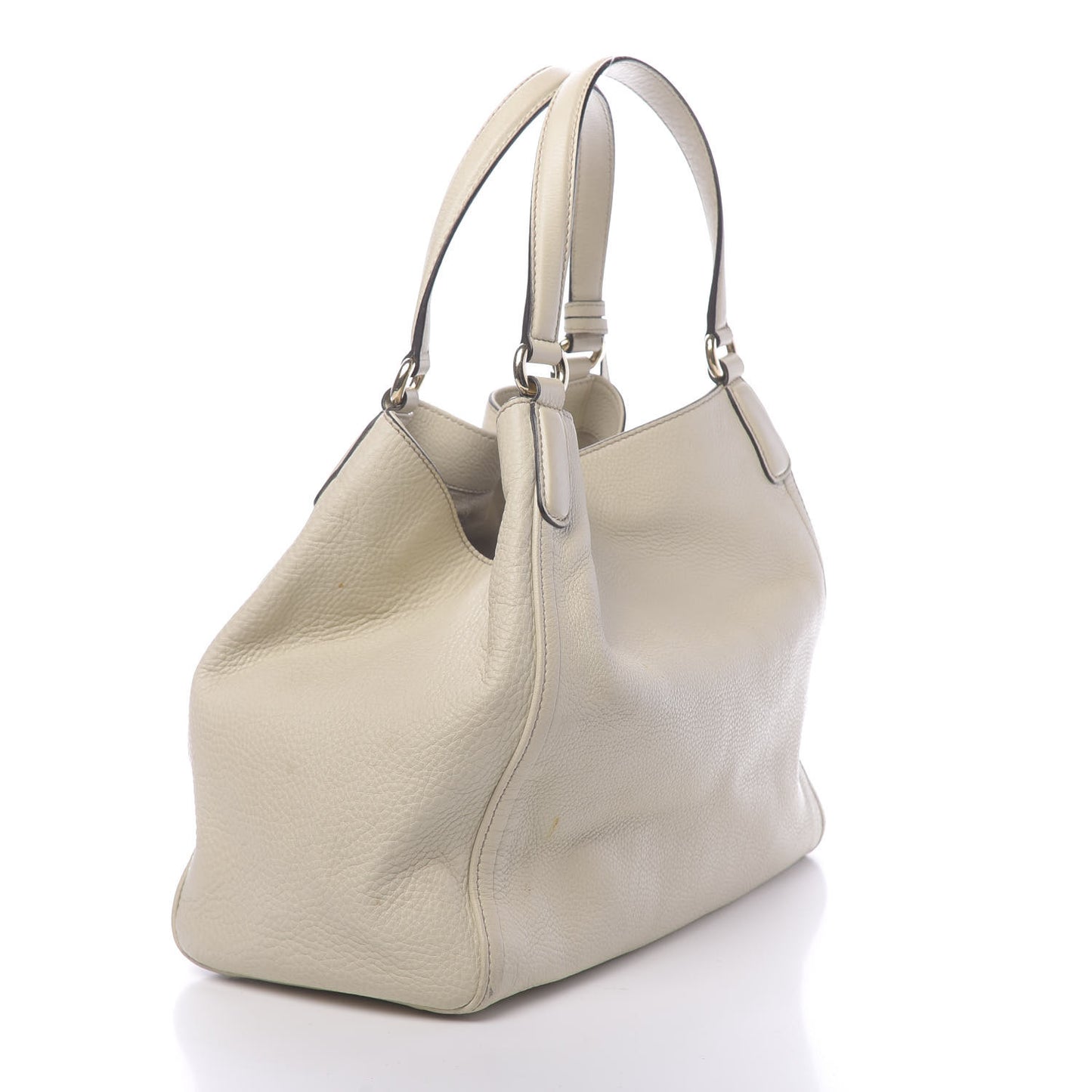 Pebbled Calfskin Medium Soho Shoulder Bag Off White