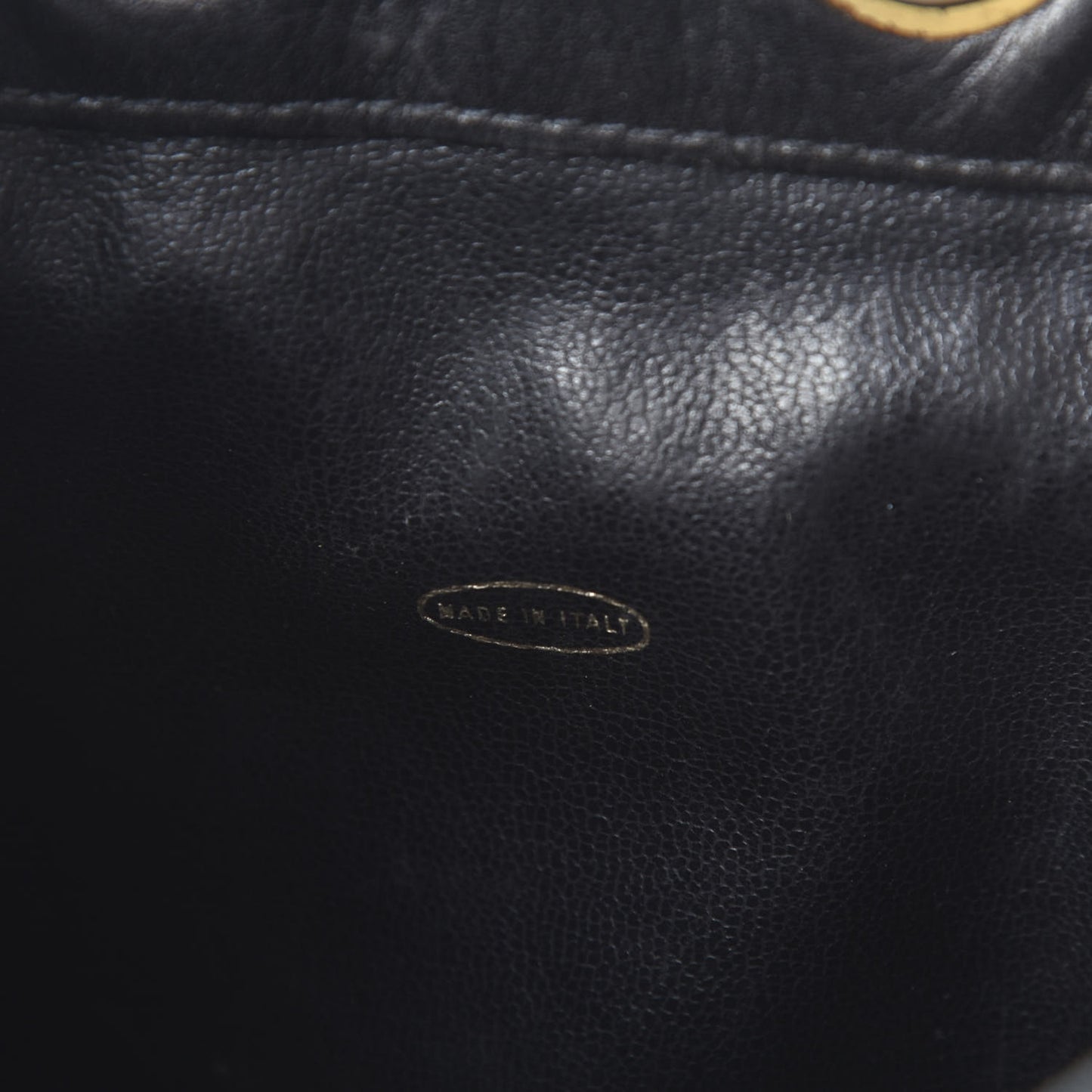 Lambskin Diamond Stitched CC Drawstring Shoulder Bag Black